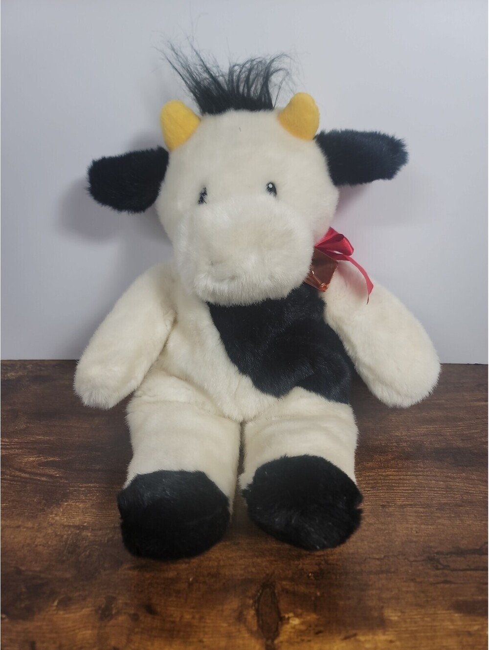 Cow W/ Bell Plush Black And White Plush  Farm Animal 16”
